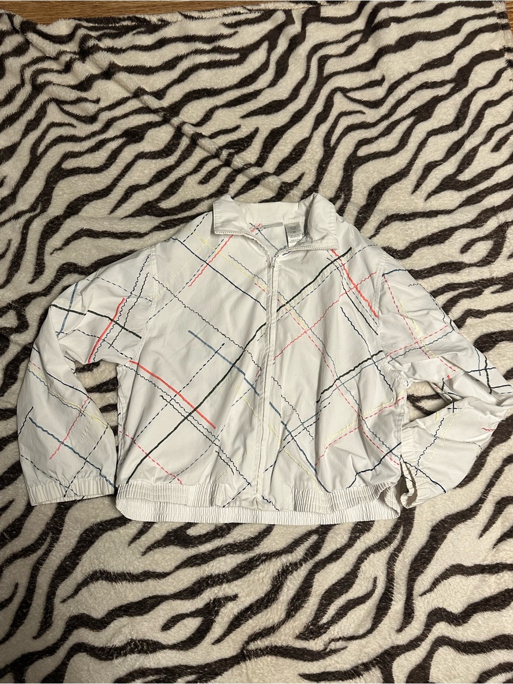 White Jacket with Subtle Multicolor Stitching